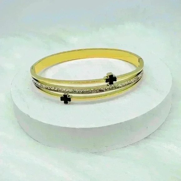 Cross Bangle with Sparky Rhinestones - Picture 5 of 6